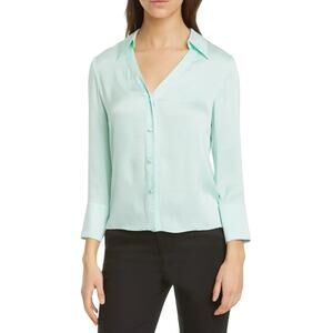 Alice + Olivia Hope Button-up Blouse In Mint